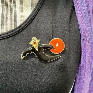 Vintage Steinmetz SFJ Vampire Bat Halloween Pin, Marked